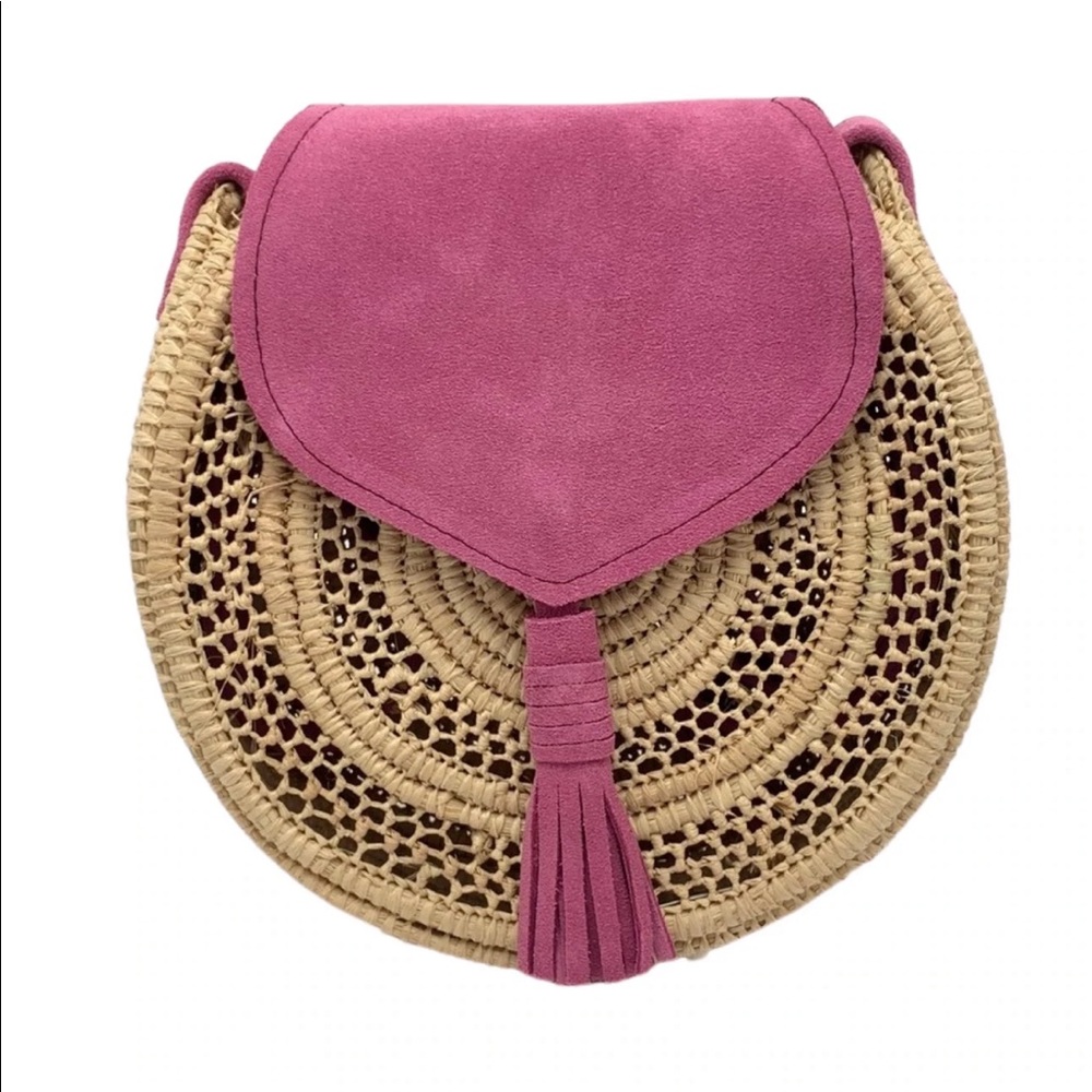Mina Circle Open Woven Bag - Radiant Orchid